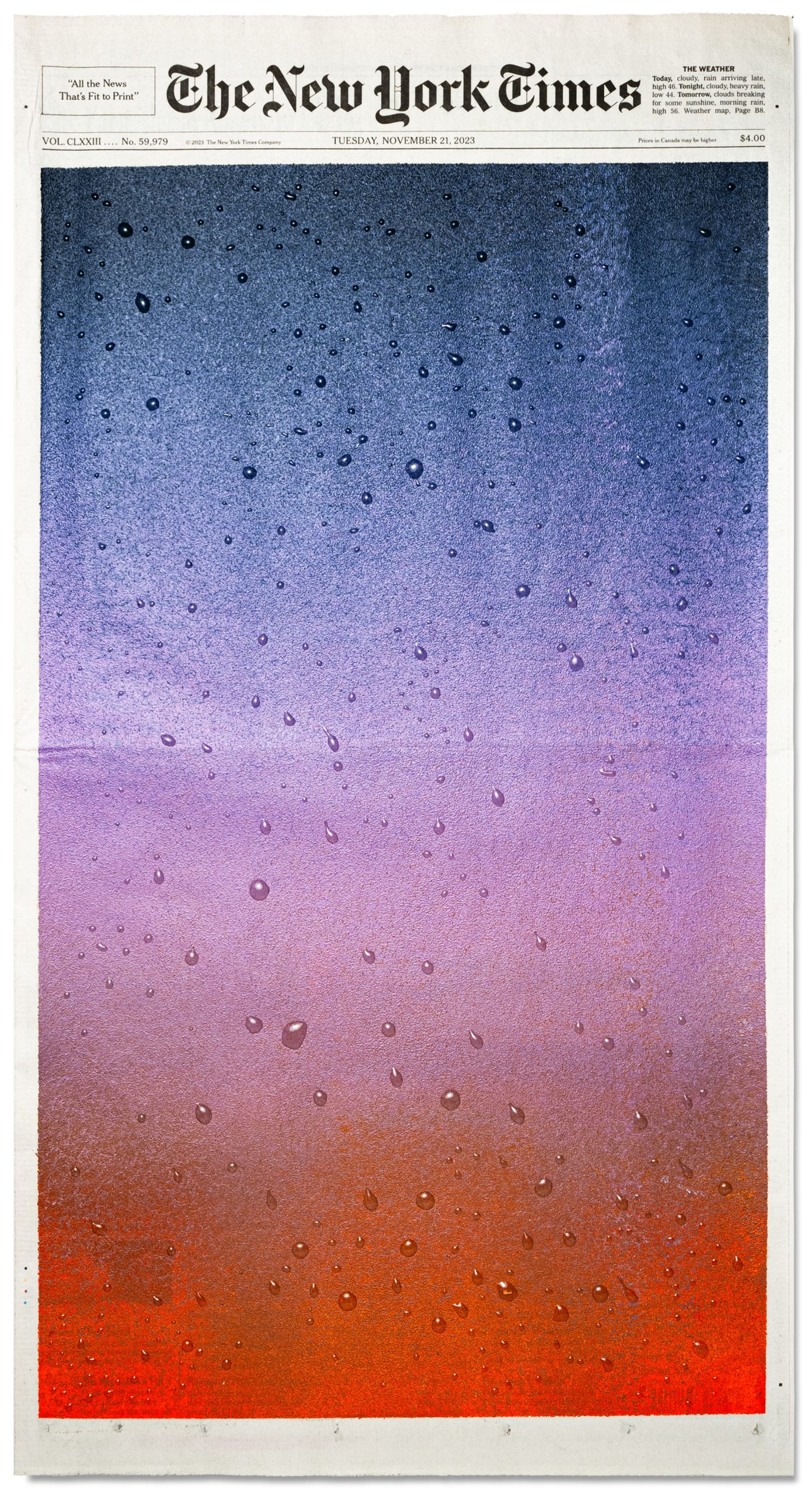 a rainy window painting on the cover of The New York Times